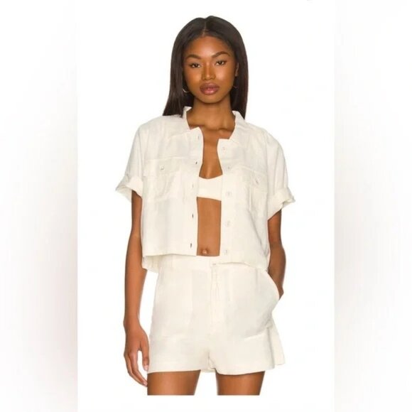 L*Space Sydney Linen Top/Jacket in Cream, Size Small - Picture 4 of 13